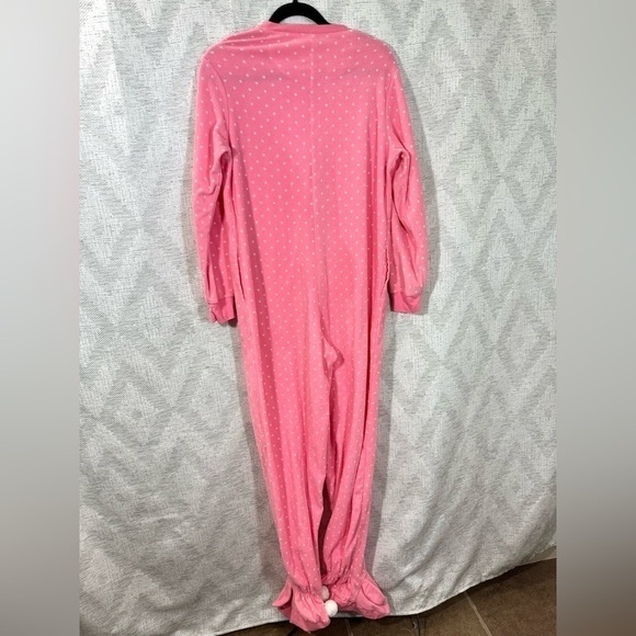 Nick & Nora pink polka dot bunny slipper onesie pajamas size S - Picture 5 of 6